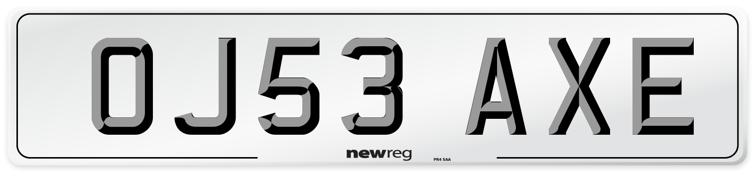 OJ53 AXE Number Plate from New Reg